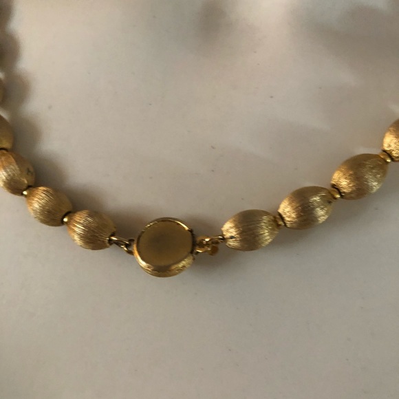 Vintage Brushed Gold Beaded Necklace - Picture 5 of 10